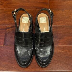Dolce Vita Black Leather Slingback Penny Loafers
